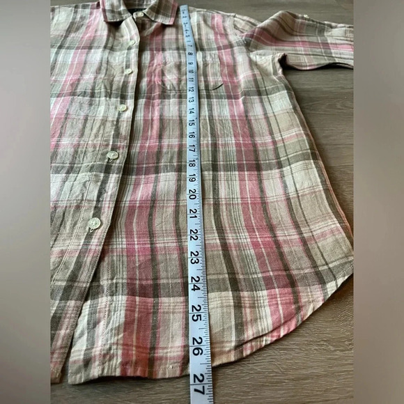 Lauren Ralph Lauren 100% Linen Plaid Shirt SZ S - Picture 5 of 5
